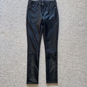 Black leather straight leg pants